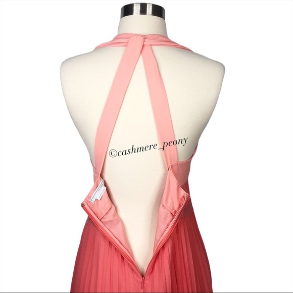 To The Max Pink Ombré Pleated Halter Maxi Dress 6 - Picture 4 of 7